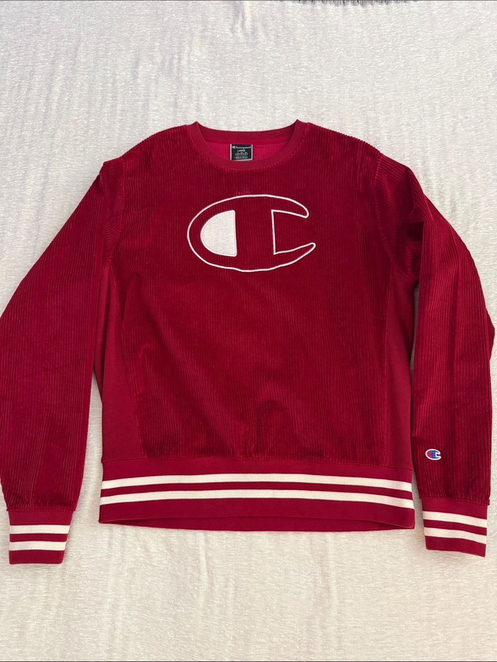 Champion Men’s Red Corduroy Crewneck Sweatshirt